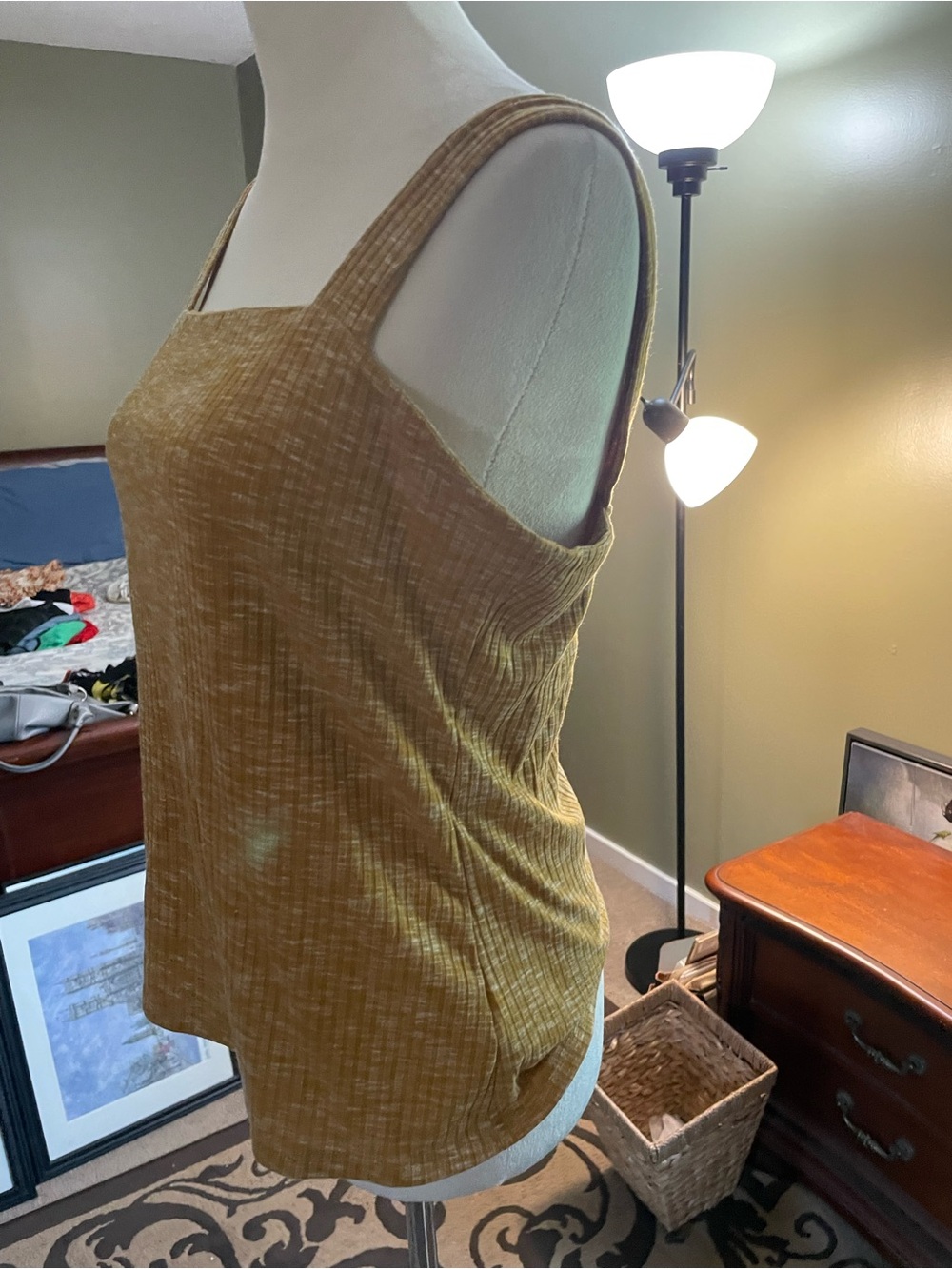 Bobeau Mustard Square-Neck Tank with Wide Straps - Picture 2 of 5